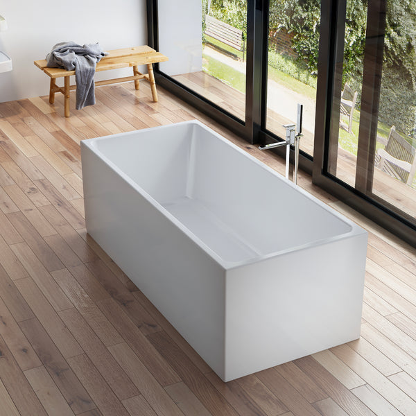 Baignoire îlot rectangulaire blanche 170 cm Arko / Freestanding rectangular white bathtub 170 cm Arko / Bañera exenta rectangular blanca 170 cm Arko / Vasca freestanding rettangolare bianca 170 cm Arko / Vrijstaand bad rechthoekig wit 170 cm Arko