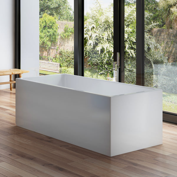 Baignoire îlot rectangulaire blanche 170 cm Arko / Freestanding rectangular white bathtub 170 cm Arko / Bañera exenta rectangular blanca 170 cm Arko / Vasca freestanding rettangolare bianca 170 cm Arko / Vrijstaand bad rechthoekig wit 170 cm Arko