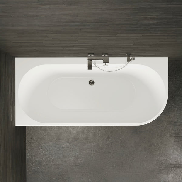 Baignoire semi-îlot gauche blanche 170 cm Capri / Corner half-freestanding bath left white 170 cm Capri / Bañera semi-exenta mural izquierda blanco 170 cm Capri / Vasca freestanding a parete sinistra bianco 170 cm Capri / Half vrijstaand bad links wit 170 cm Capri
