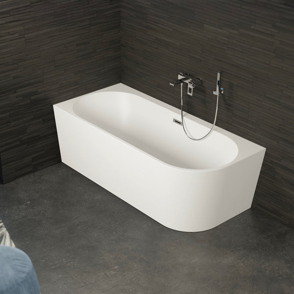Baignoire semi-îlot gauche blanche 170 cm Capri / Corner half-freestanding bath left white 170 cm Capri / Bañera semi-exenta mural izquierda blanco 170 cm Capri / Vasca freestanding a parete sinistra bianco 170 cm Capri / Half vrijstaand bad links wit 170 cm Capri