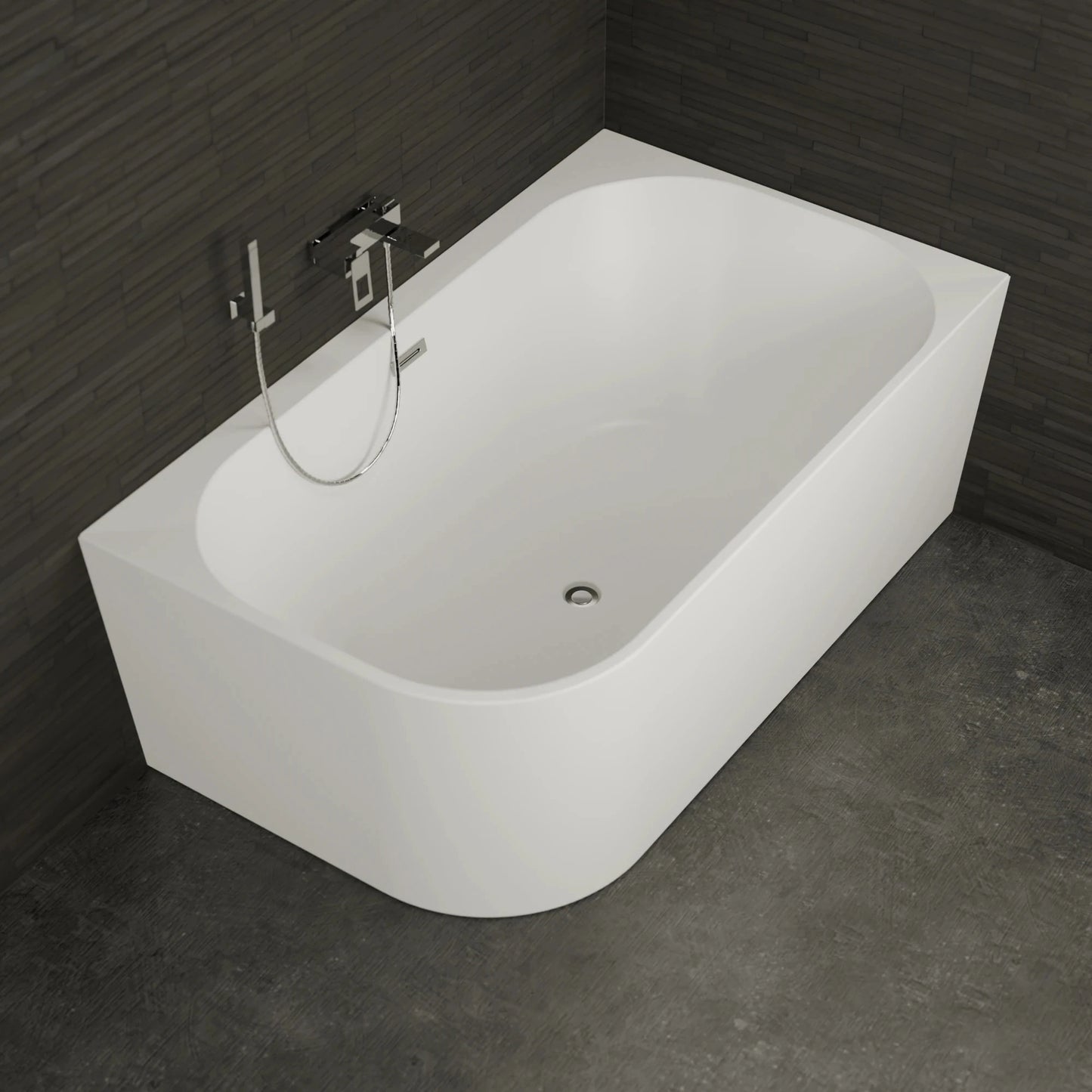 Baignoire semi-îlot murale d’angle Capri 170 cm blanche Spalina version droite – vue produit