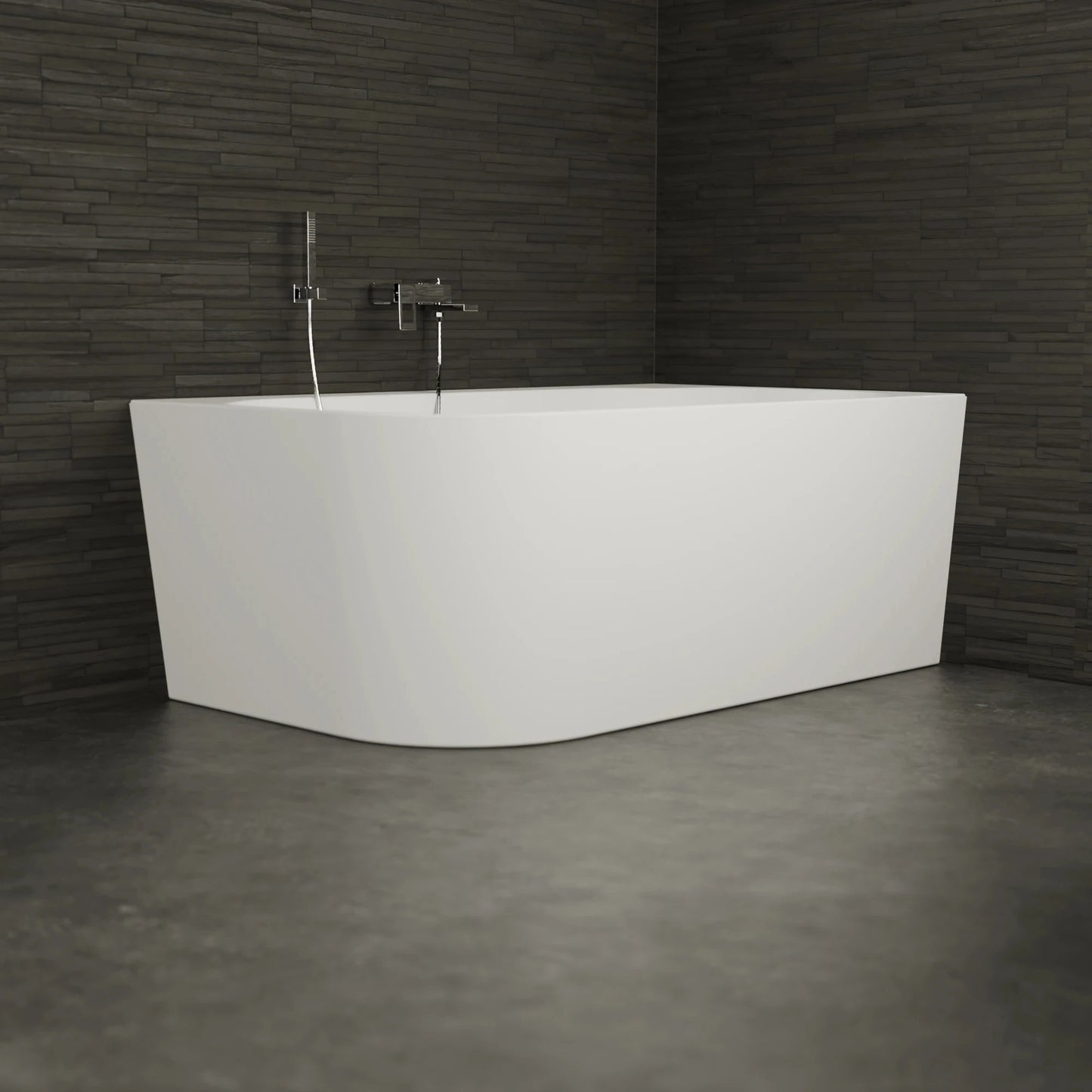 Baignoire semi-îlot murale d’angle Capri 170 cm blanche Spalina version droite – vue produit