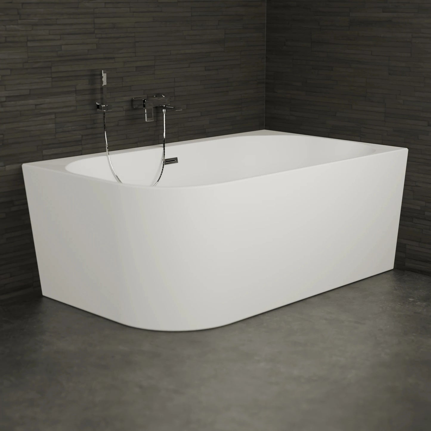 Baignoire semi-îlot murale d’angle Capri 170 cm blanche Spalina version droite – vue produit