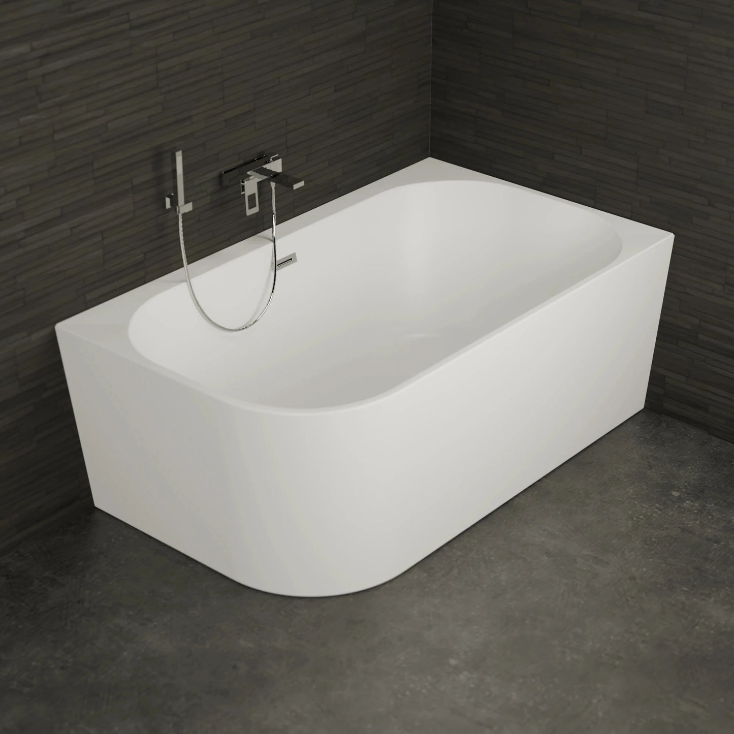 Baignoire semi-îlot murale d’angle Capri 170 cm blanche Spalina version droite – vue produit