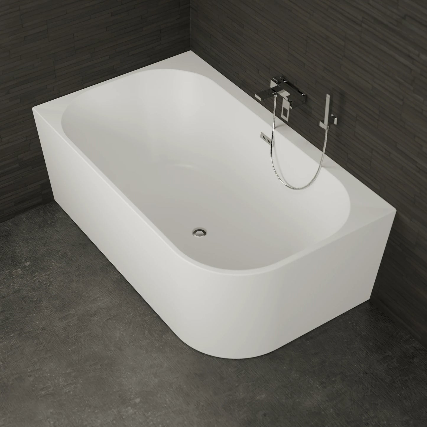 Baignoire semi-îlot murale d’angle Capri 170 cm blanche Spalina version gauche – vue produit