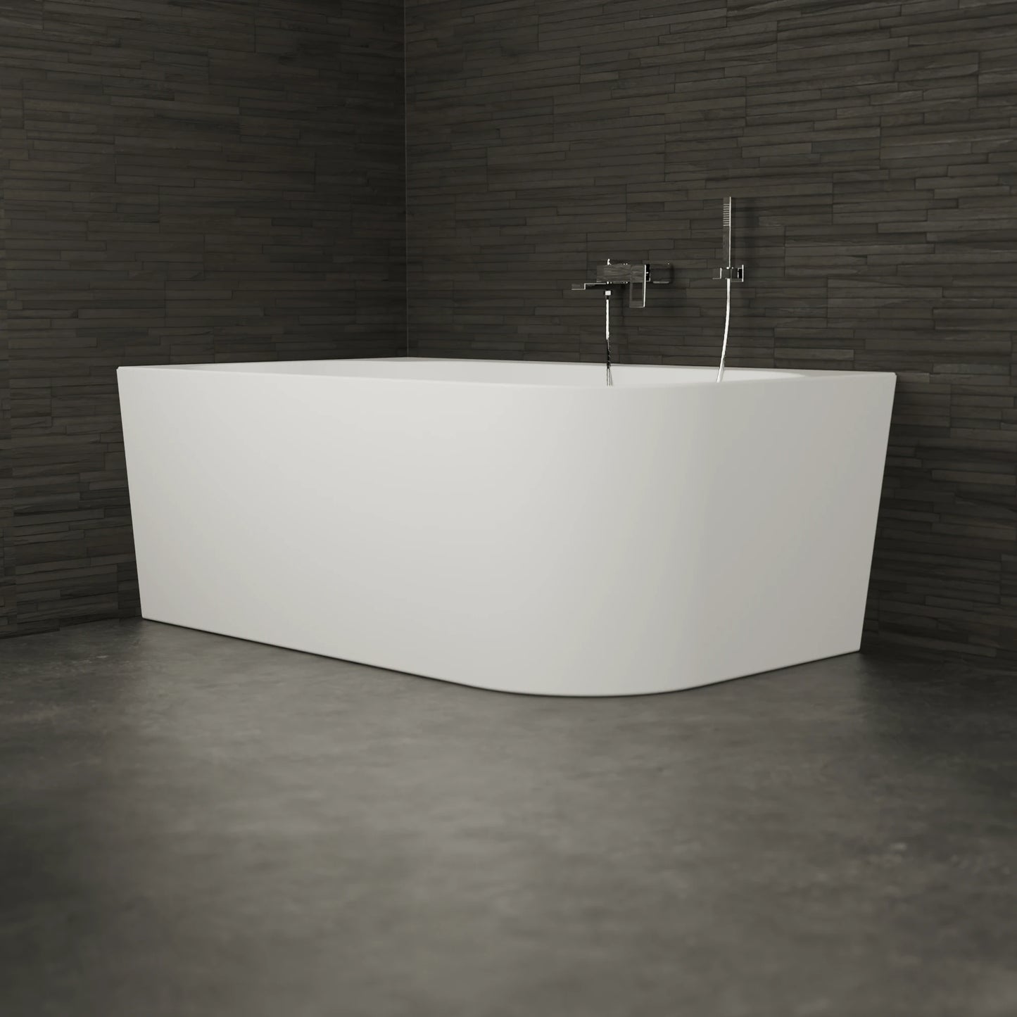 Baignoire semi-îlot murale d’angle Capri 170 cm blanche Spalina version gauche – vue produit