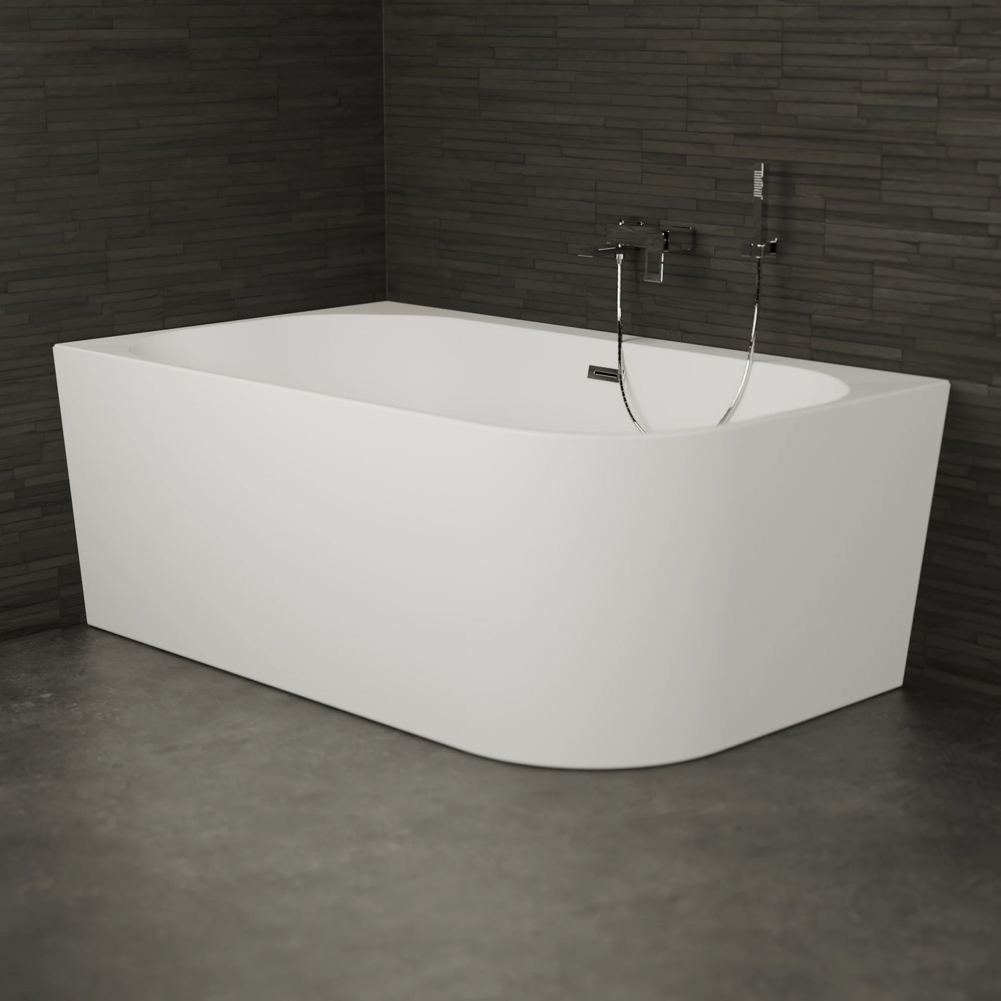 Baignoire semi-îlot murale d’angle Capri 170 cm blanche Spalina version gauche – vue produit