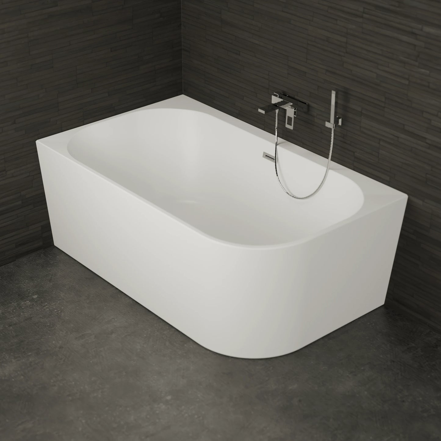Baignoire semi-îlot murale d’angle Capri 170 cm blanche Spalina version gauche – vue produit