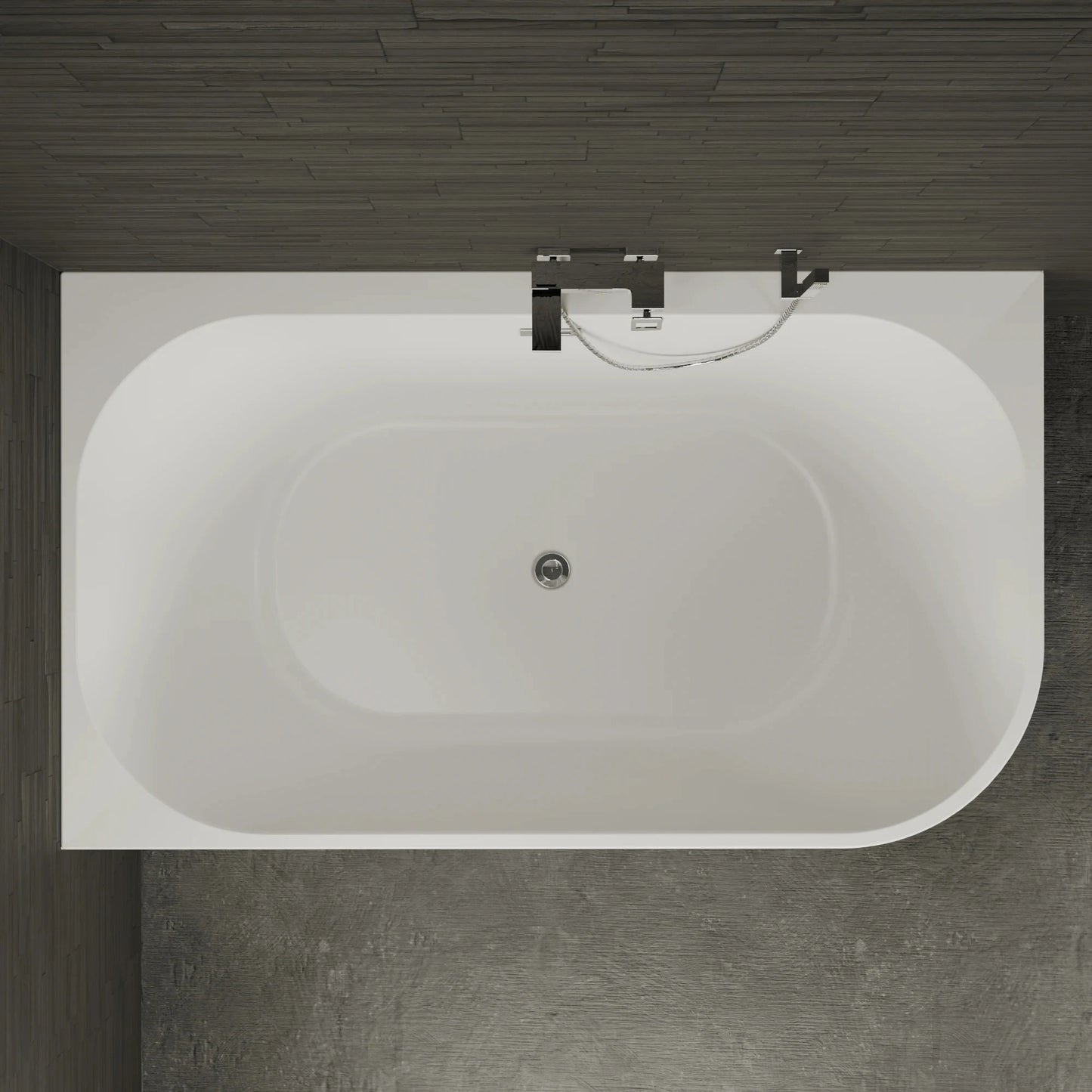 Baignoire semi-îlot murale d’angle Capri 170 cm noire Spalina version gauche – vue produit