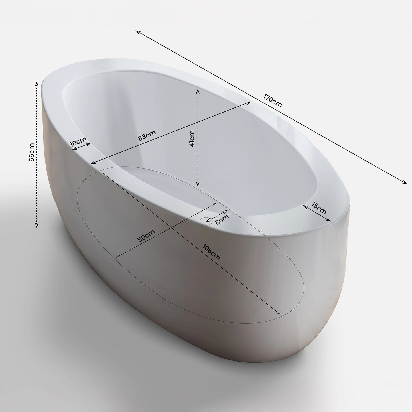 Baignoire îlot ovale Cayo blanche Spalina – vue produit