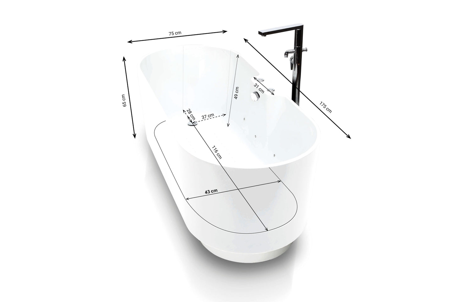 Baignoire Balnéo îlot UKIO white Bulle reconditionnée