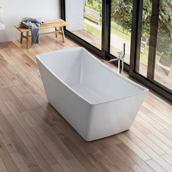 Baignoire îlot rectangulaire blanche 170 cm Kira / Rectangular freestanding white bathtub 170 cm Kira / Bañera exenta rectangular blanco 170 cm Kira / Vasca freestanding rettangolare bianco Kira / Vrijstaand rechthoekig bad wit 170 cm Kira