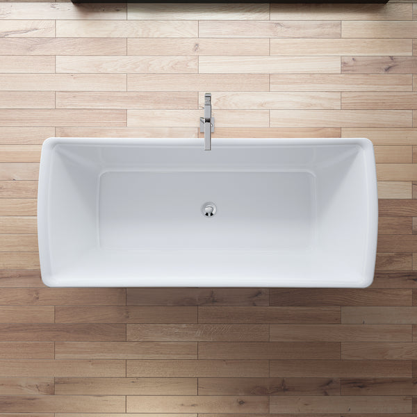 Baignoire îlot rectangulaire blanche 170 cm Kira / Rectangular freestanding white bathtub 170 cm Kira / Bañera exenta rectangular blanco 170 cm Kira / Vasca freestanding rettangolare bianco Kira / Vrijstaand rechthoekig bad wit 170 cm Kira