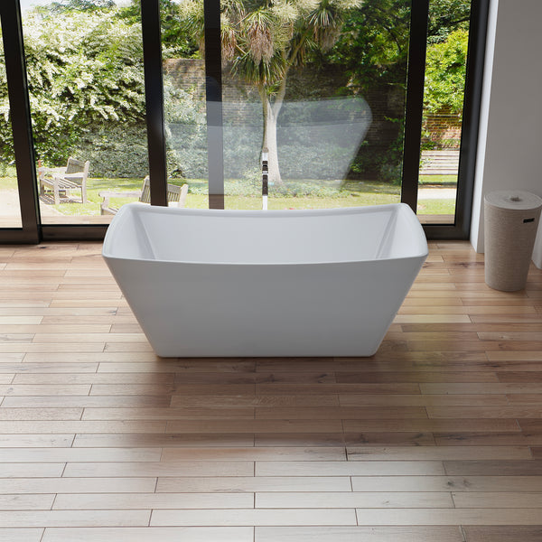 Baignoire îlot rectangulaire blanche 170 cm Kira / Rectangular freestanding white bathtub 170 cm Kira / Bañera exenta rectangular blanco 170 cm Kira / Vasca freestanding rettangolare bianco Kira / Vrijstaand rechthoekig bad wit 170 cm Kira