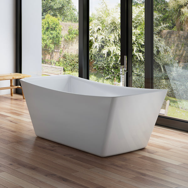 Baignoire îlot rectangulaire blanche 170 cm Kira / Rectangular freestanding white bathtub 170 cm Kira / Bañera exenta rectangular blanco 170 cm Kira / Vasca freestanding rettangolare bianco Kira / Vrijstaand rechthoekig bad wit 170 cm Kira