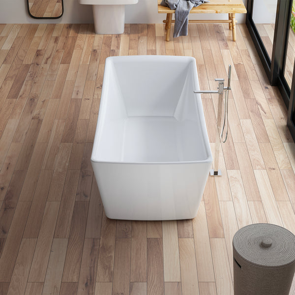 Baignoire îlot rectangulaire blanche 170 cm Kira / Rectangular freestanding white bathtub 170 cm Kira / Bañera exenta rectangular blanco 170 cm Kira / Vasca freestanding rettangolare bianco Kira / Vrijstaand rechthoekig bad wit 170 cm Kira