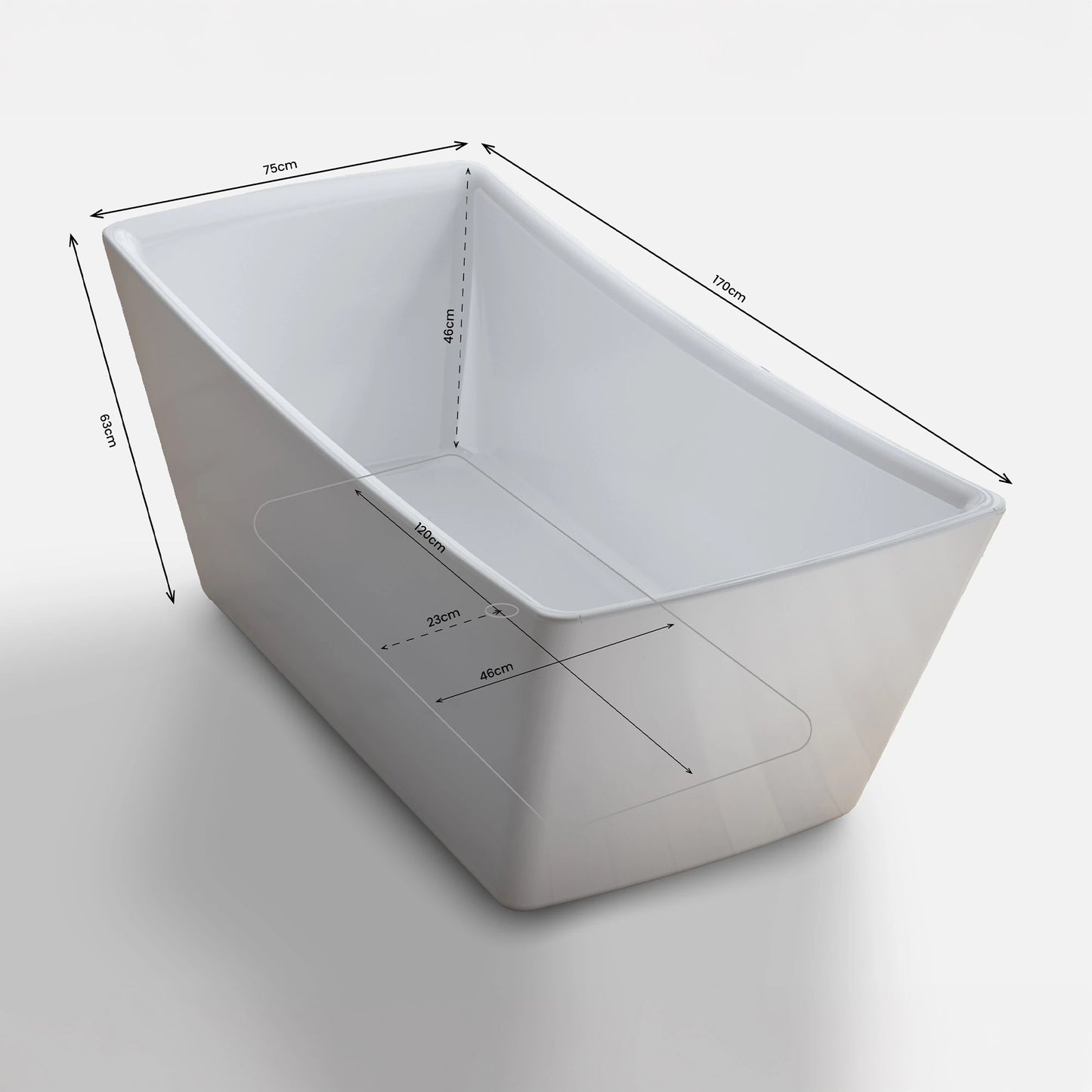 Baignoire îlot rectangulaire Kira 170 cm blanche Spalina – vue produit