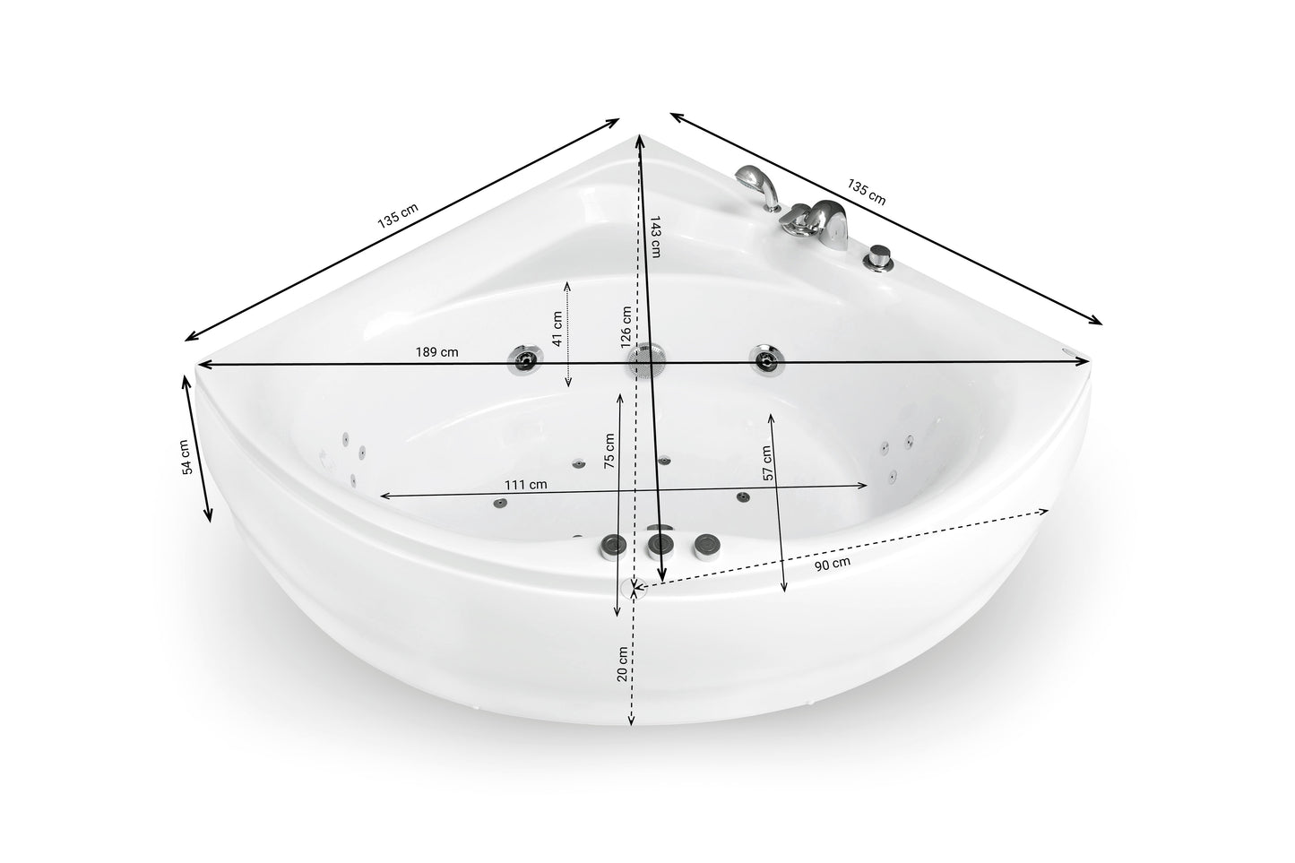 Baignoire Balnéo classique MALDIVES Jets reconditionnée