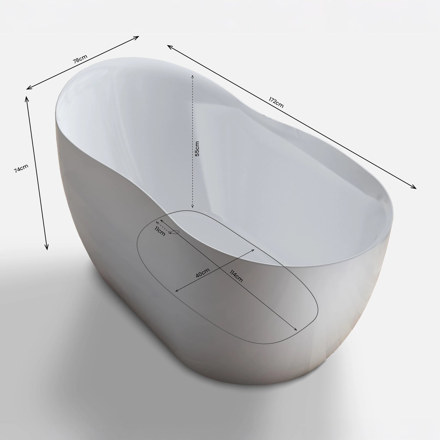 Baignoire îlot ovale Rivage blanche Spalina – vue produit