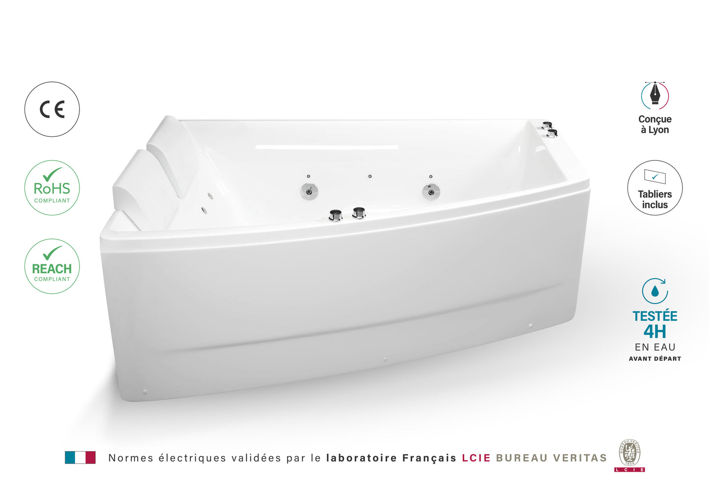 Baignoire Balnéo double SANGHA DUO Wave gauche reconditionnée