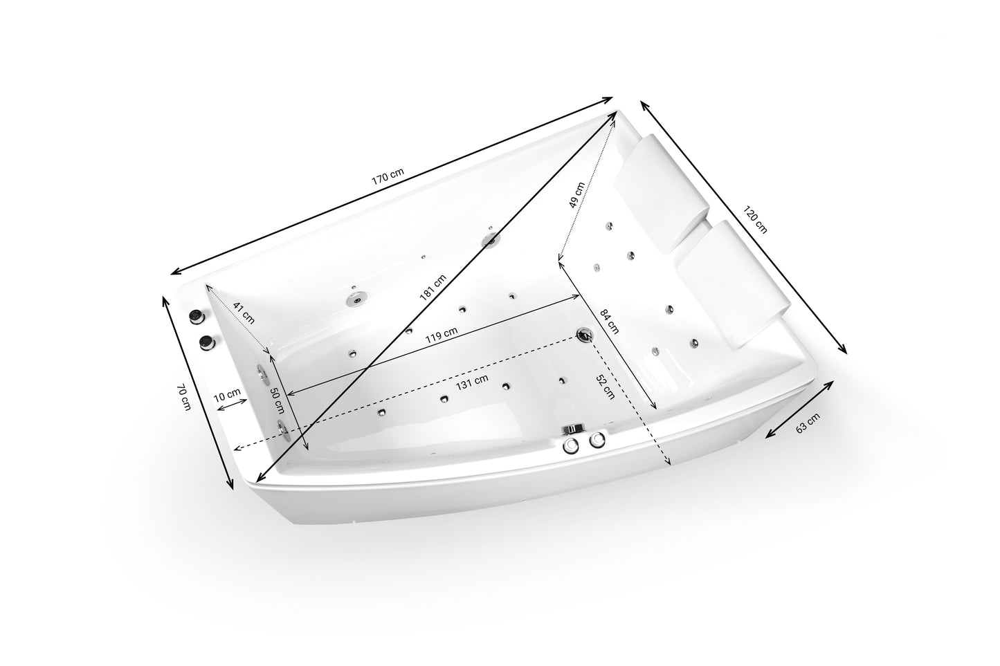 Baignoire Balnéo double SANGHA DUO Wave droite reconditionnée
