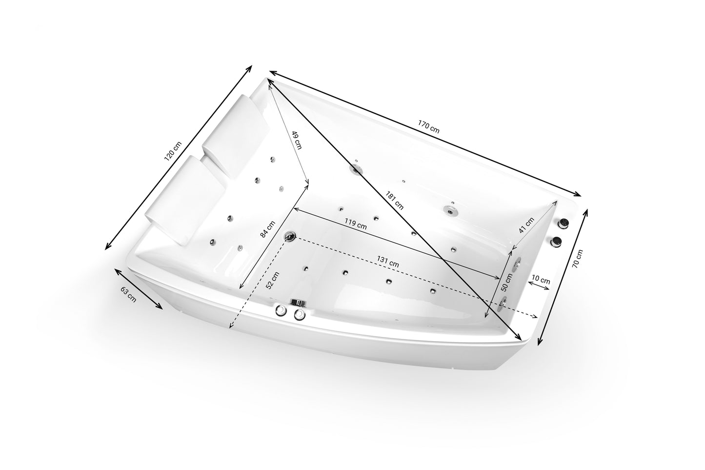 Baignoire Balnéo double SANGHA DUO Wave gauche reconditionnée