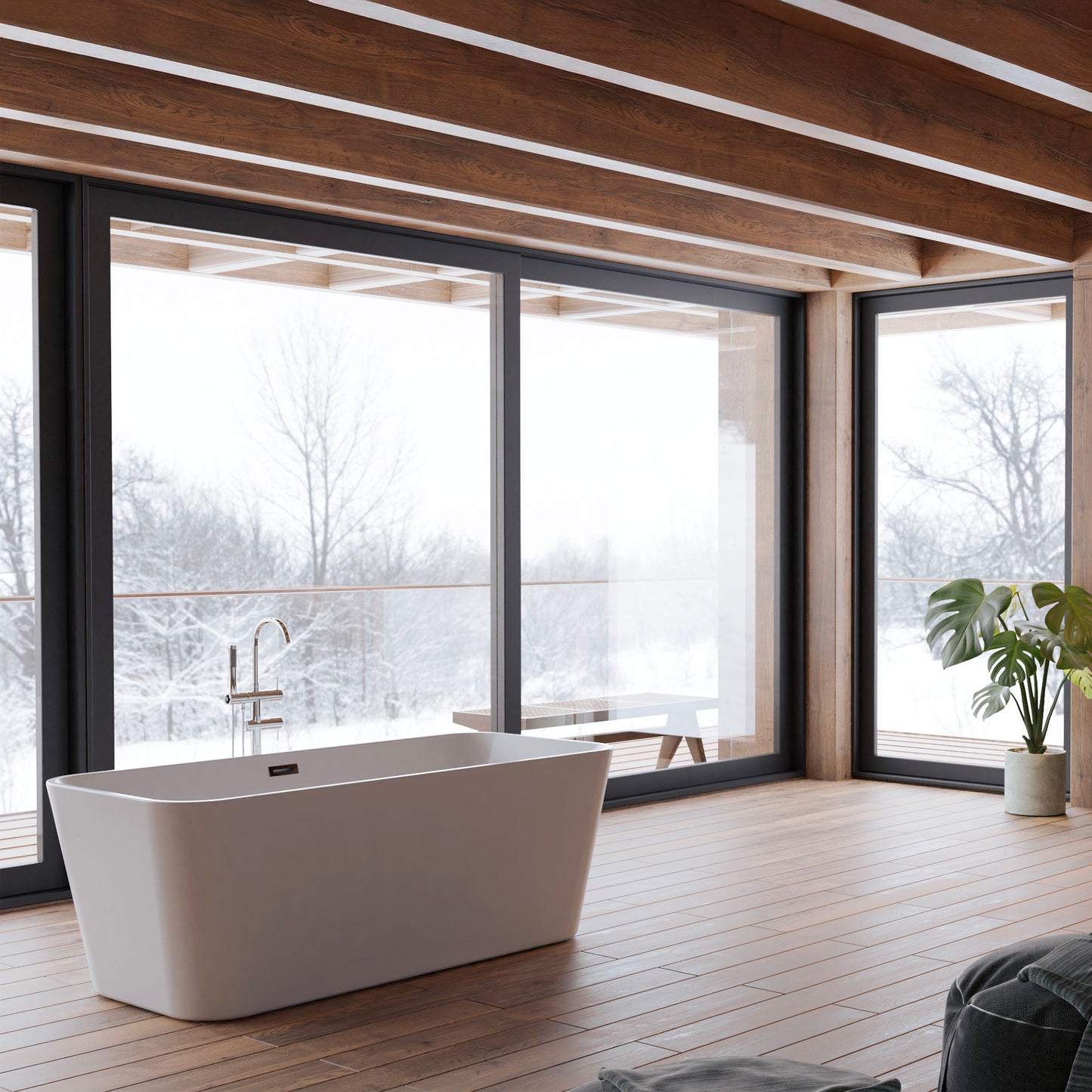 Baignoire îlot rectangulaire blanche 170 cm Stellar / Rectangular freestanding white bathtub 170 cm Stellar / Bañera exenta rectangular blanco 170 cm Stellar / Vasca freestanding rettangolare bianco Stellar / Vrijstaand rechthoekig bad wit 170 cm Stellar