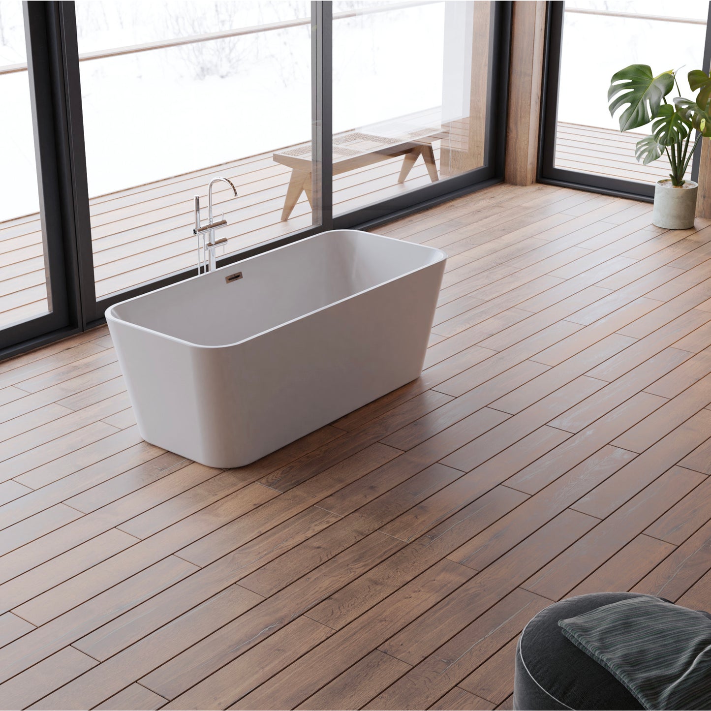 Baignoire îlot rectangulaire blanche 170 cm Stellar / Rectangular freestanding white bathtub 170 cm Stellar / Bañera exenta rectangular blanco 170 cm Stellar / Vasca freestanding rettangolare bianco Stellar / Vrijstaand rechthoekig bad wit 170 cm Stellar