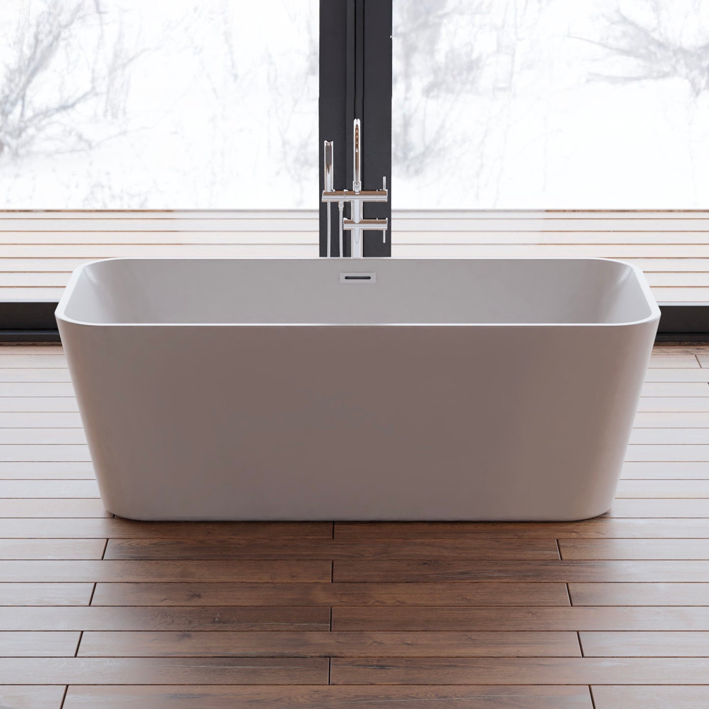 Baignoire îlot rectangulaire blanche 170 cm Stellar / Rectangular freestanding white bathtub 170 cm Stellar / Bañera exenta rectangular blanco 170 cm Stellar / Vasca freestanding rettangolare bianco Stellar / Vrijstaand rechthoekig bad wit 170 cm Stellar