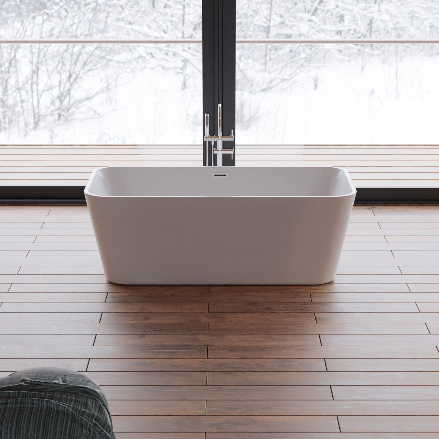 Baignoire îlot rectangulaire blanche 170 cm Stellar / Rectangular freestanding white bathtub 170 cm Stellar / Bañera exenta rectangular blanco 170 cm Stellar / Vasca freestanding rettangolare bianco Stellar / Vrijstaand rechthoekig bad wit 170 cm Stellar