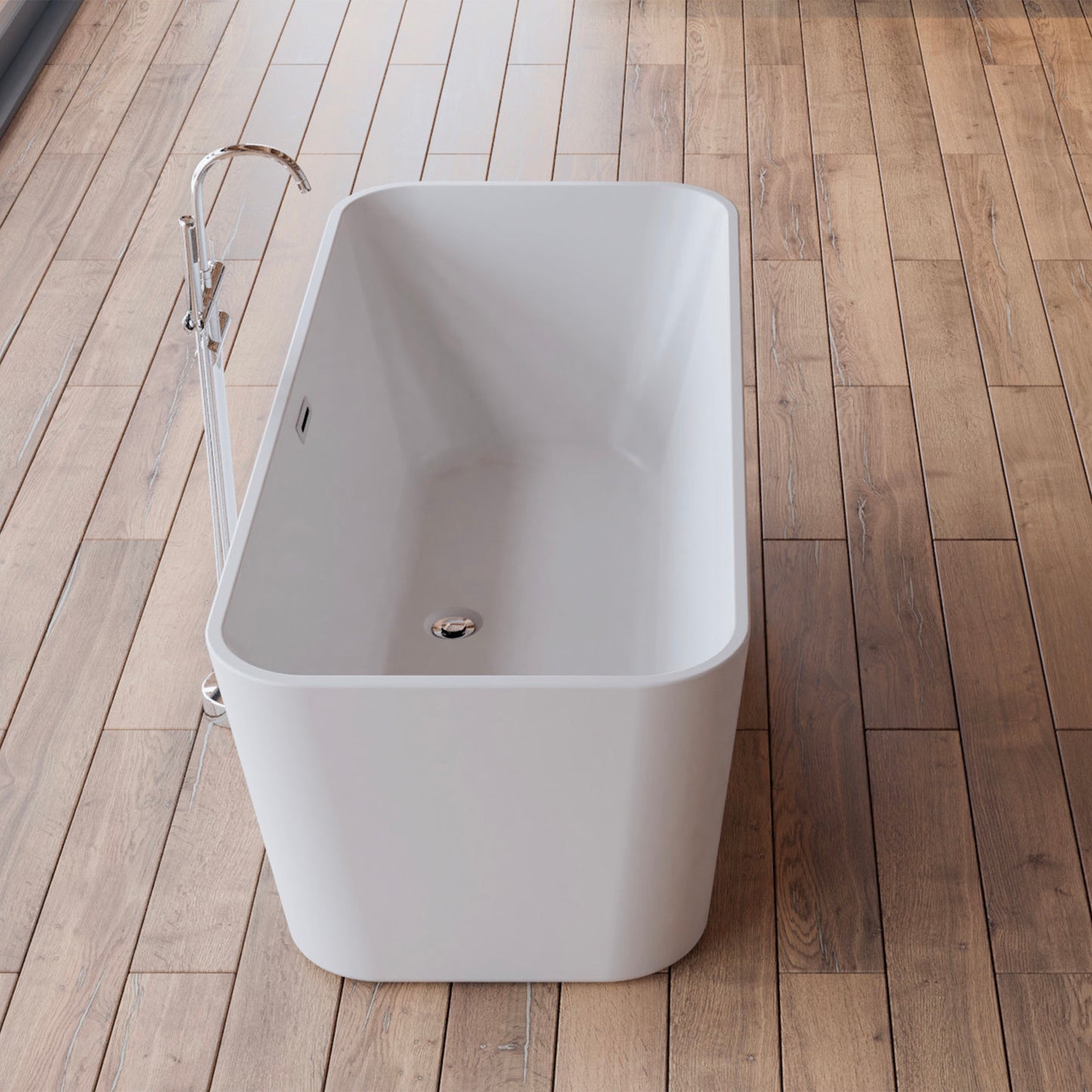 Baignoire îlot rectangulaire blanche 170 cm Stellar / Rectangular freestanding white bathtub 170 cm Stellar / Bañera exenta rectangular blanco 170 cm Stellar / Vasca freestanding rettangolare bianco Stellar / Vrijstaand rechthoekig bad wit 170 cm Stellar