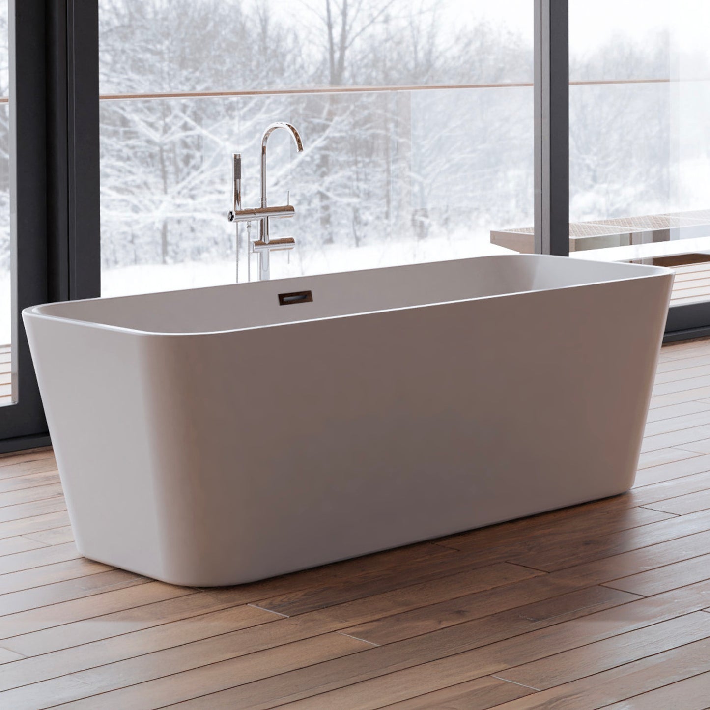 Baignoire îlot rectangulaire blanche 170 cm Stellar / Rectangular freestanding white bathtub 170 cm Stellar / Bañera exenta rectangular blanco 170 cm Stellar / Vasca freestanding rettangolare bianco Stellar / Vrijstaand rechthoekig bad wit 170 cm Stellar