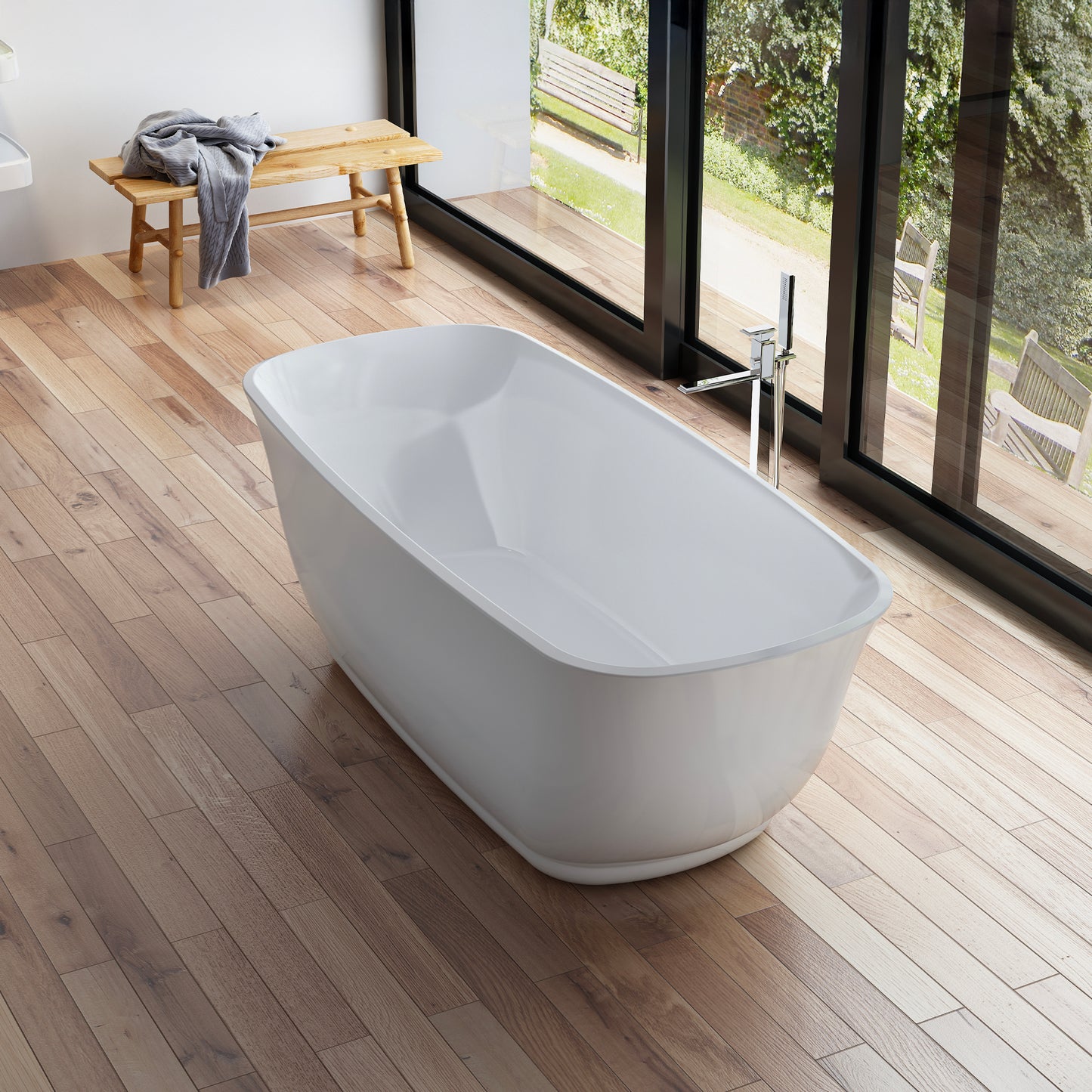 Baignoire îlot ovale blanche 170 cm Tialys / Oval freestanding white bathtub 170 cm Tialys / Bañera exenta oval blanca 170 cm Tialys / Vasca freestanding ovale bianca 170 cm Tialys / Ovale vrijstaand bad wit 170 cm Tialys