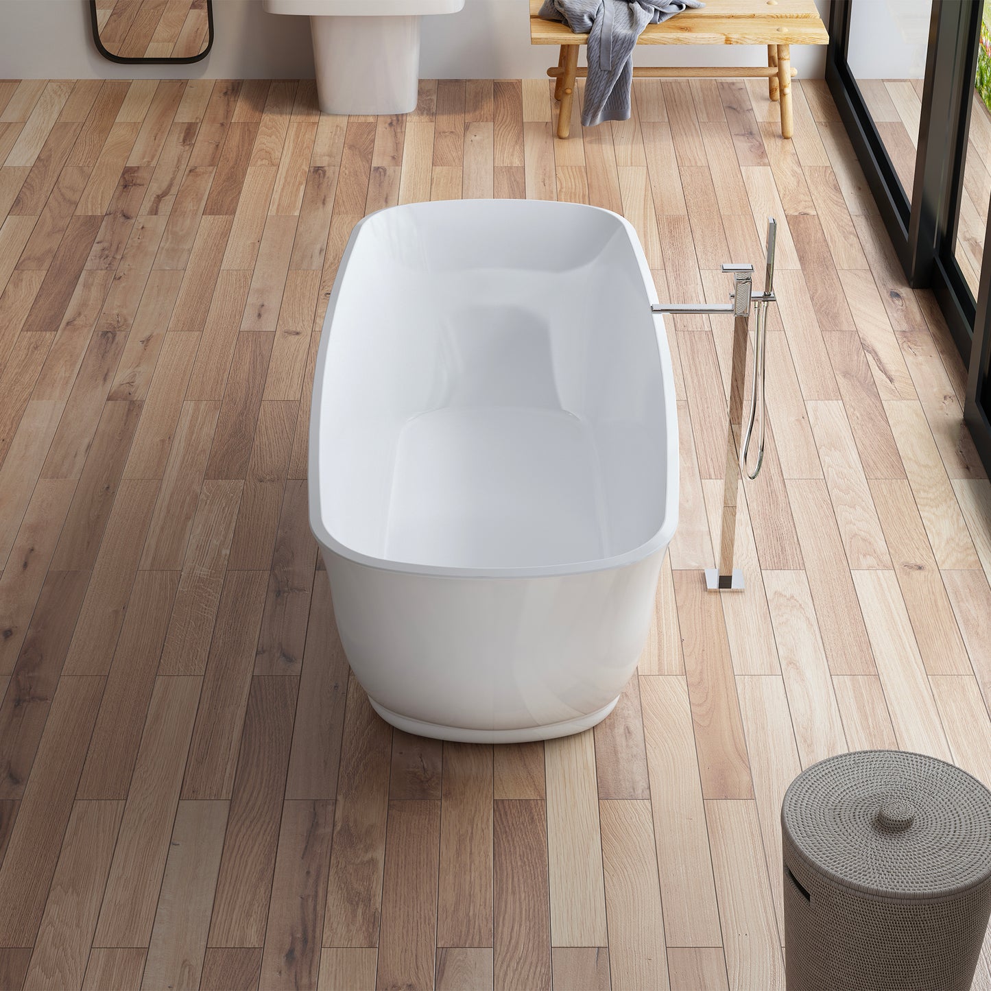 Baignoire îlot ovale blanche 170 cm Tialys / Oval freestanding white bathtub 170 cm Tialys / Bañera exenta oval blanca 170 cm Tialys / Vasca freestanding ovale bianca 170 cm Tialys / Ovale vrijstaand bad wit 170 cm Tialys