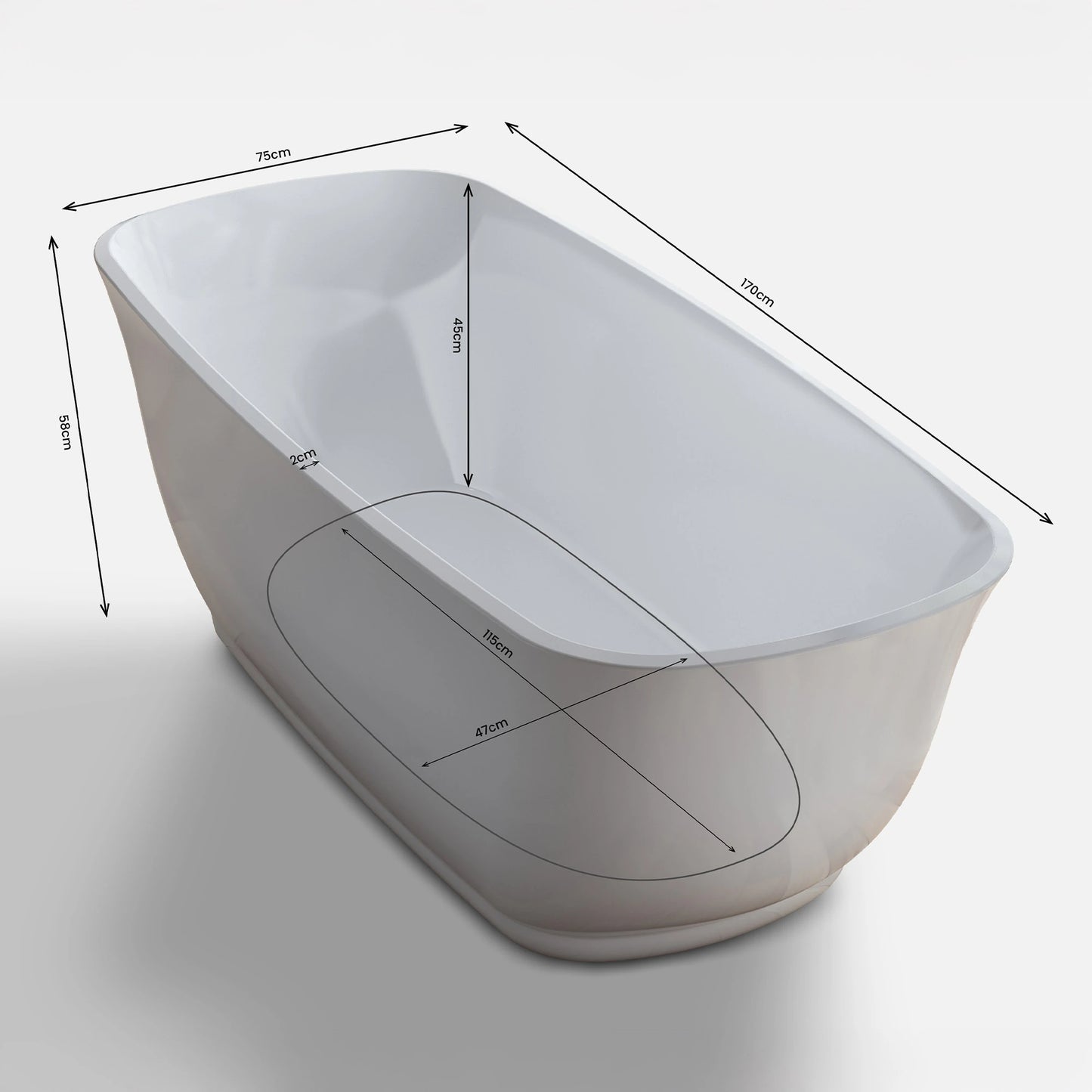 Baignoire îlot ovale Tialys 170 cm blanche Spalina – vue produit