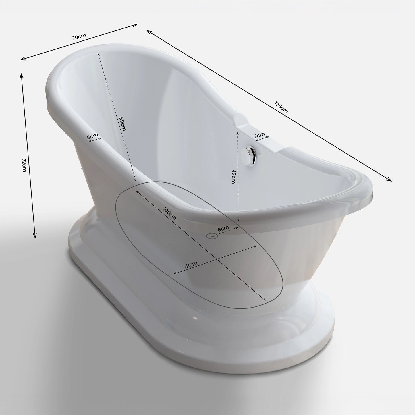 Baignoire îlot ovale Victoria blanche Spalina – vue produit