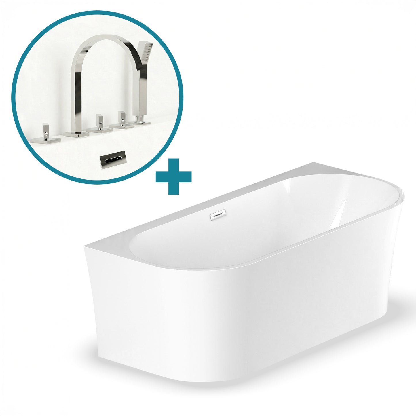 Baignoire semi-îlot murale Ruby Spalina – vue produit