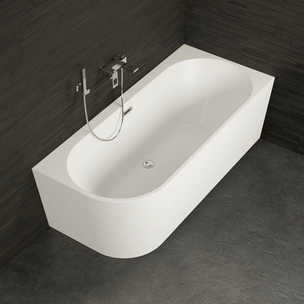 Baignoire semi-îlot droite blanche 160 cm Capri / Corner half-freestanding bath right white 160 cm Capri / Bañera semi-exenta mural derecha blanco 160 cm Capri / Vasca freestanding a parete destra bianco 160 cm Capri / Half vrijstaand bad rechts wit 160 cm Capri
