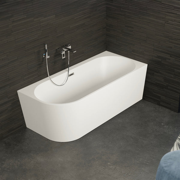 Baignoire semi-îlot droite blanche 160 cm Capri / Corner half-freestanding bath right white 160 cm Capri / Bañera semi-exenta mural derecha blanco 160 cm Capri / Vasca freestanding a parete destra bianco 160 cm Capri / Half vrijstaand bad rechts wit 160 cm Capri