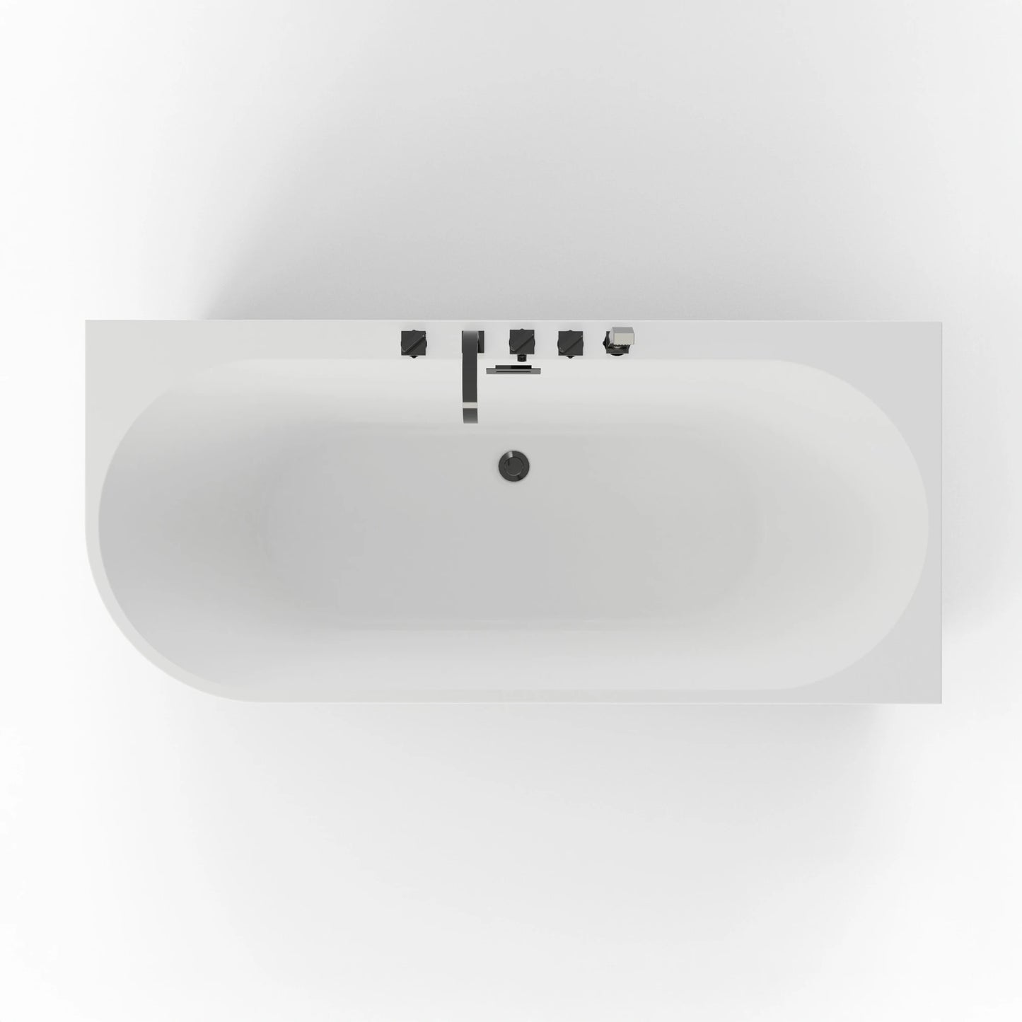Baignoire semi-îlot murale d’angle Capri noire Spalina version droite – vue produit