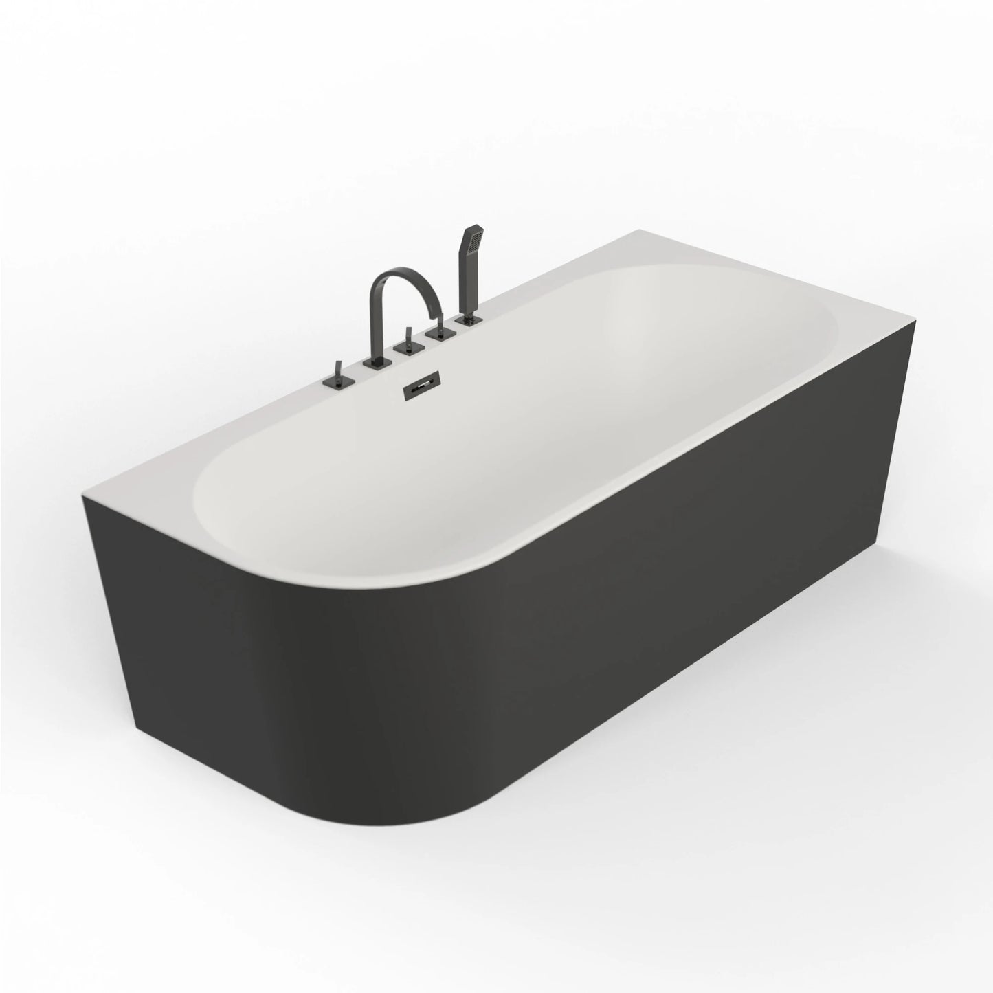 Baignoire semi-îlot murale d’angle Capri noire Spalina version droite – vue produit