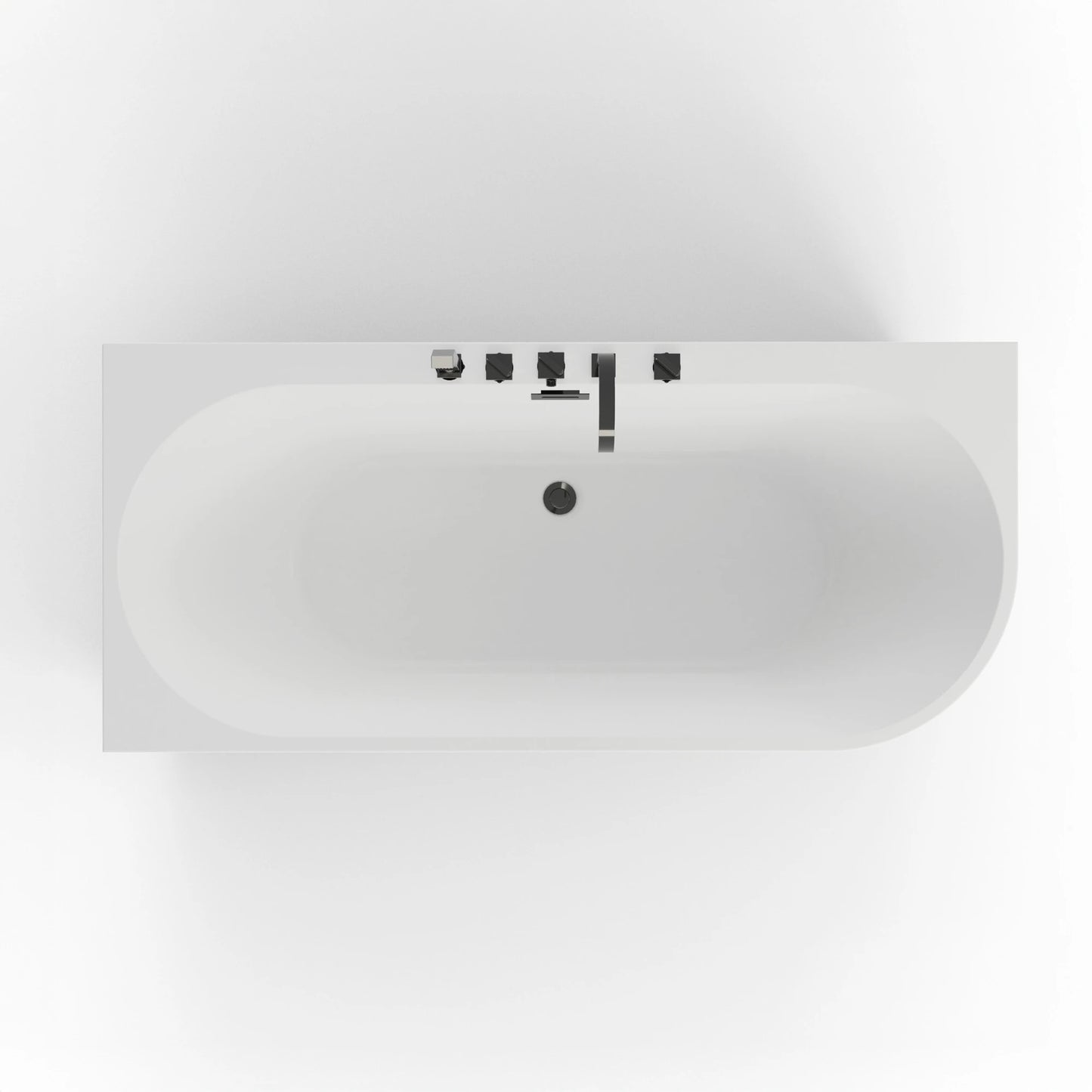 Baignoire semi-îlot murale d’angle Capri blanche Spalina version gauche – vue produit