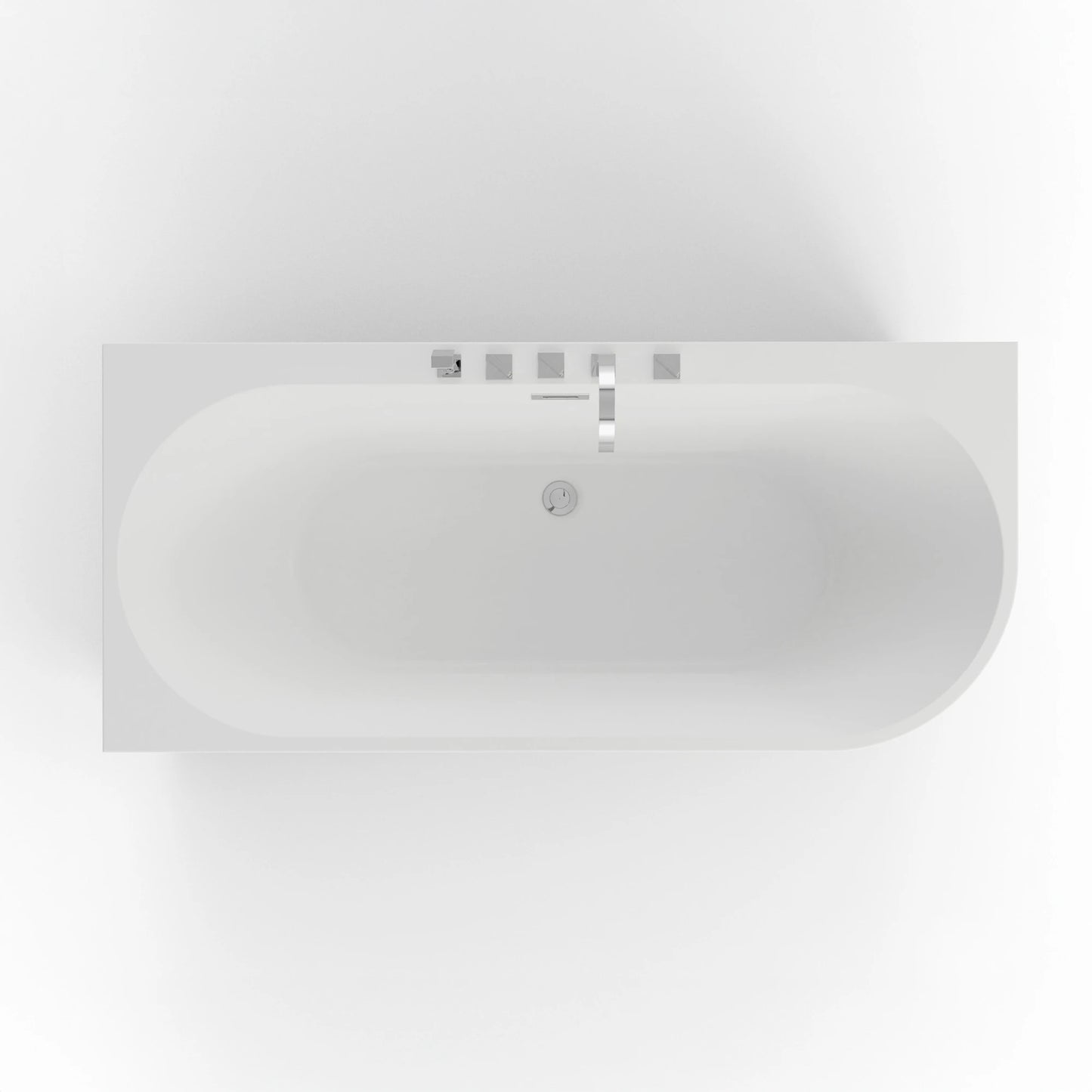 Baignoire semi-îlot murale d’angle Capri blanche Spalina version gauche – vue produit