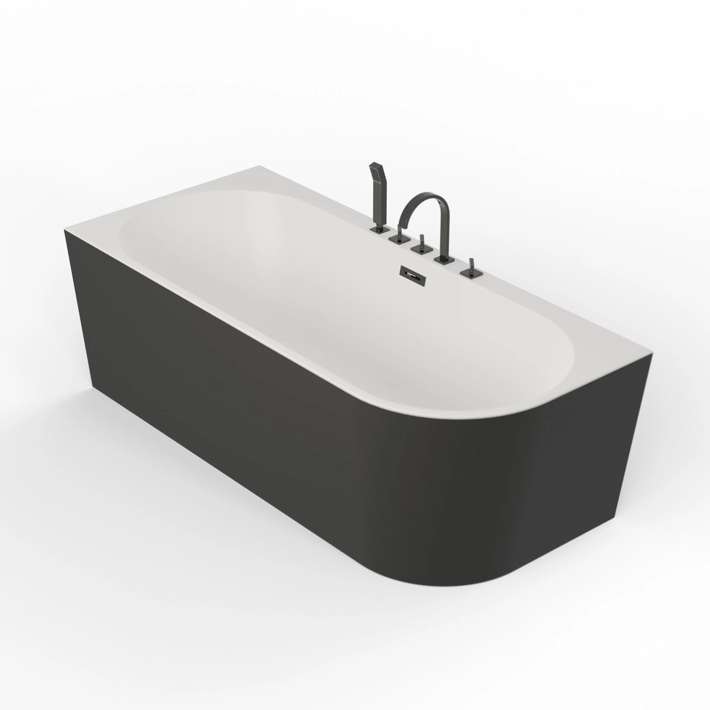 Baignoire semi-îlot murale d’angle Capri blanche Spalina version gauche – vue produit