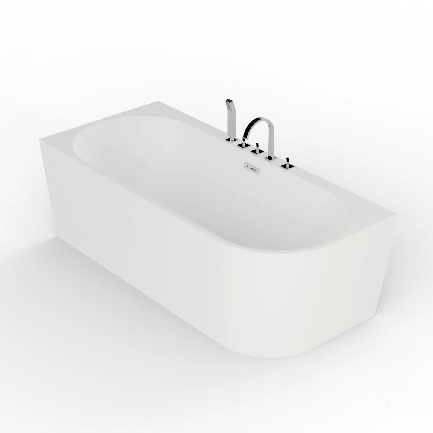 Baignoire semi-îlot murale d’angle Capri blanche Spalina version gauche – vue produit