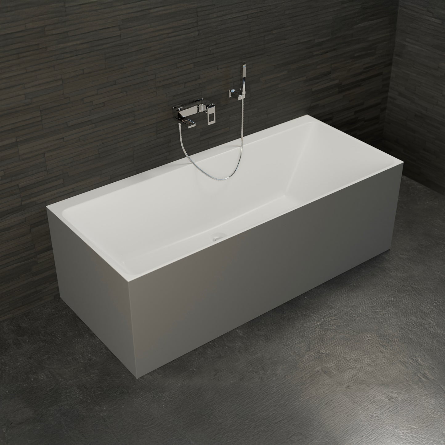 Baignoire semi-îlot murale rectangulaire grise 170 cm Cobalt / Rectangular back to wall half-freestanding grey bathtub 170 cm Cobalt / Bañera semi-exenta mural grise 170 cm Cobalt / Vasca freestanding a parete destra grigia 170 cm Cobalt / Rechthoekig vrijstaand bad grijs 170 cm Cobalt