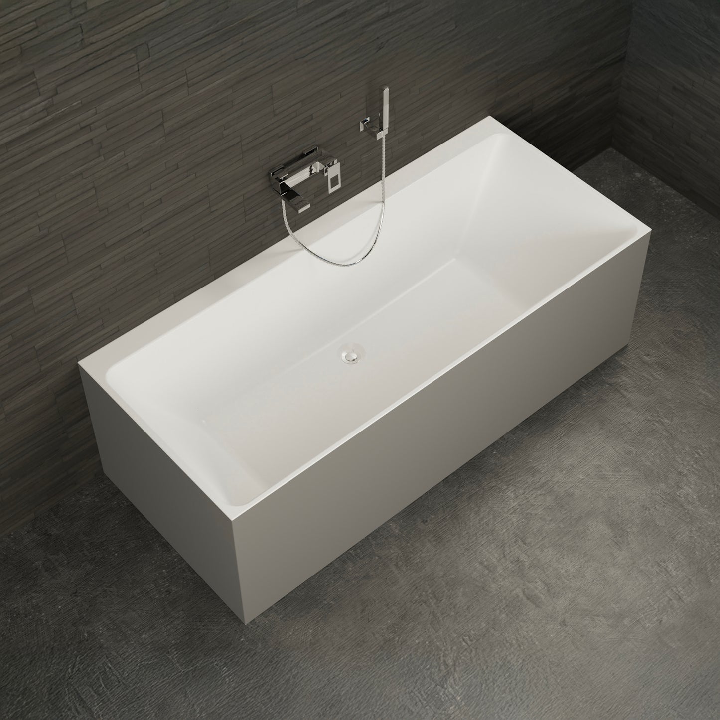 Baignoire semi-îlot murale rectangulaire grise 170 cm Cobalt / Rectangular back to wall half-freestanding grey bathtub 170 cm Cobalt / Bañera semi-exenta mural grise 170 cm Cobalt / Vasca freestanding a parete destra grigia 170 cm Cobalt / Rechthoekig vrijstaand bad grijs 170 cm Cobalt