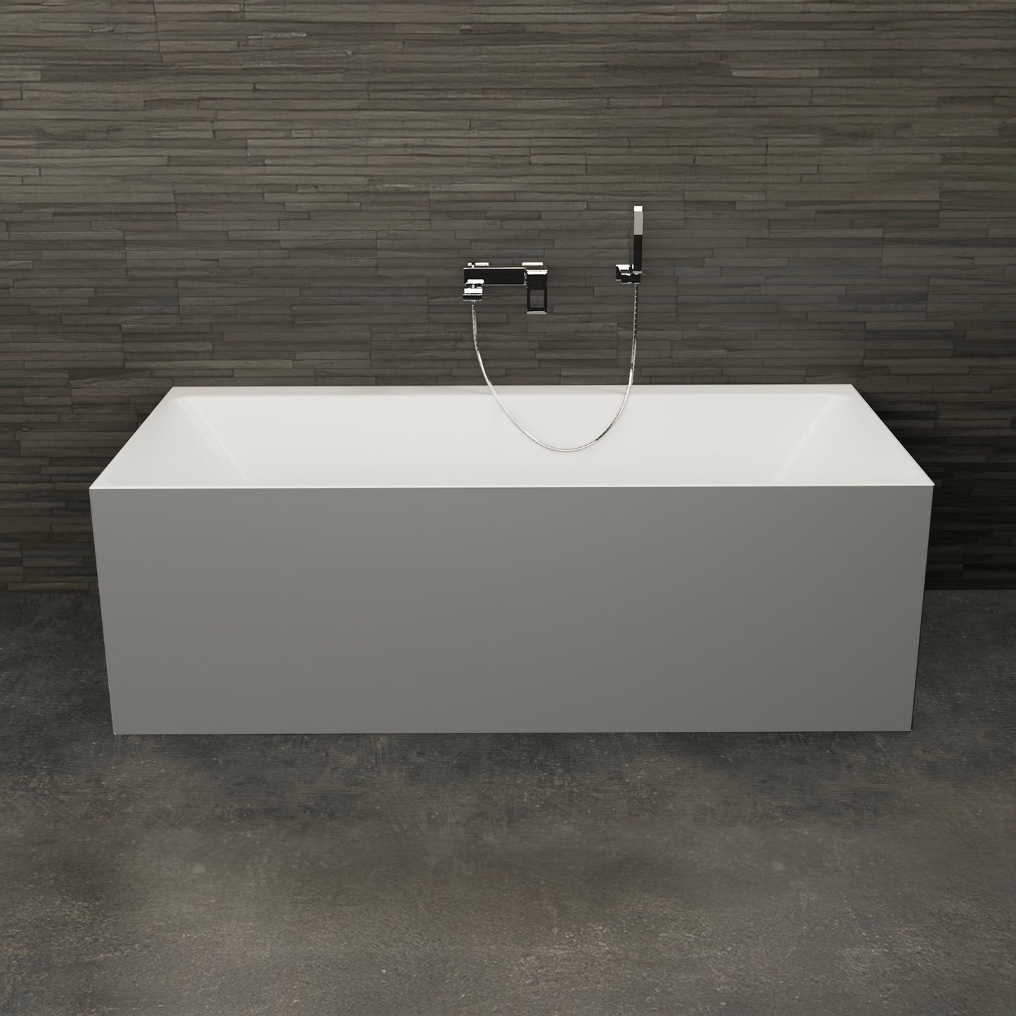 Baignoire semi-îlot murale rectangulaire grise 170 cm Cobalt / Rectangular back to wall half-freestanding grey bathtub 170 cm Cobalt / Bañera semi-exenta mural grise 170 cm Cobalt / Vasca freestanding a parete destra grigia 170 cm Cobalt / Rechthoekig vrijstaand bad grijs 170 cm Cobalt