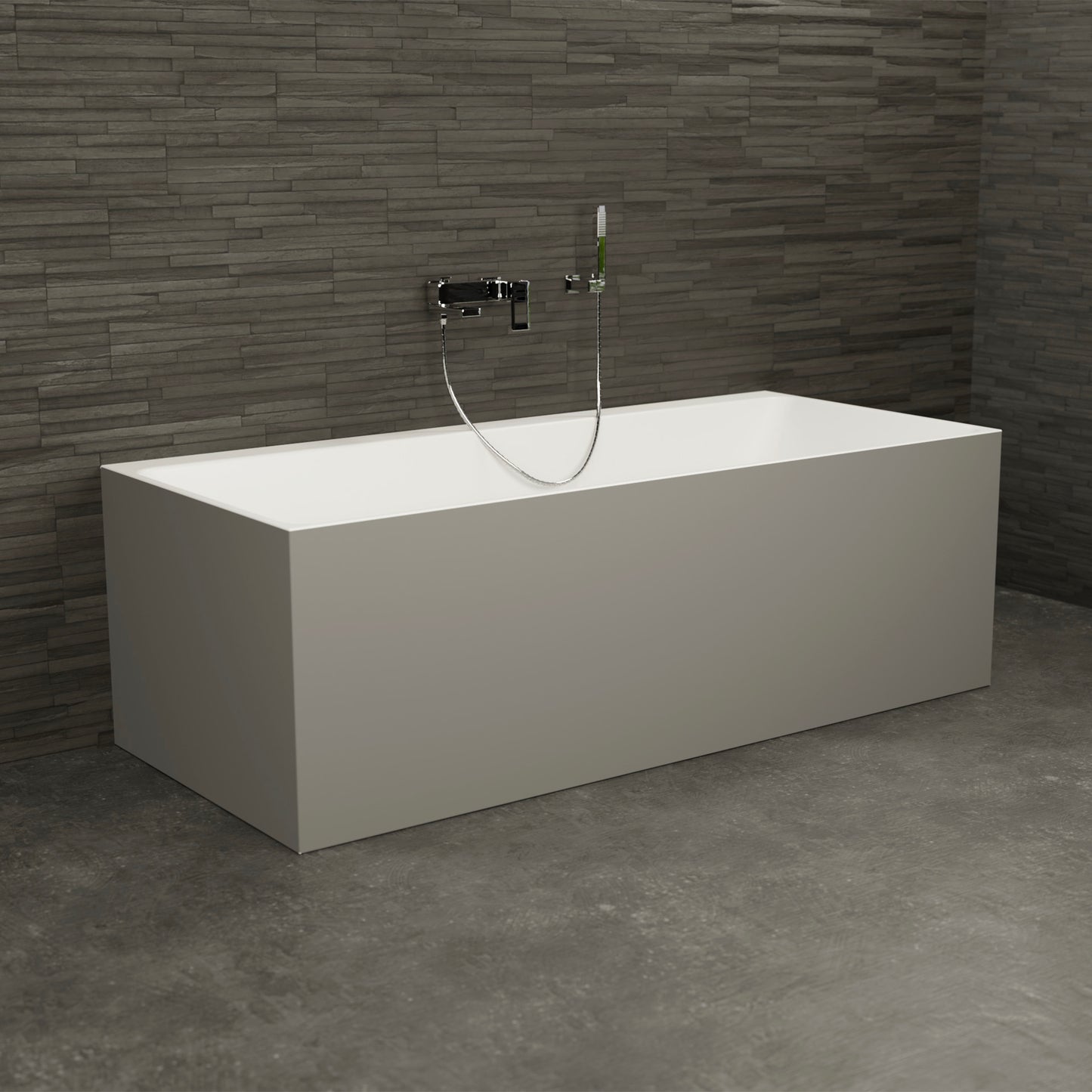 Baignoire semi-îlot murale rectangulaire grise 170 cm Cobalt / Rectangular back to wall half-freestanding grey bathtub 170 cm Cobalt / Bañera semi-exenta mural grise 170 cm Cobalt / Vasca freestanding a parete destra grigia 170 cm Cobalt / Rechthoekig vrijstaand bad grijs 170 cm Cobalt