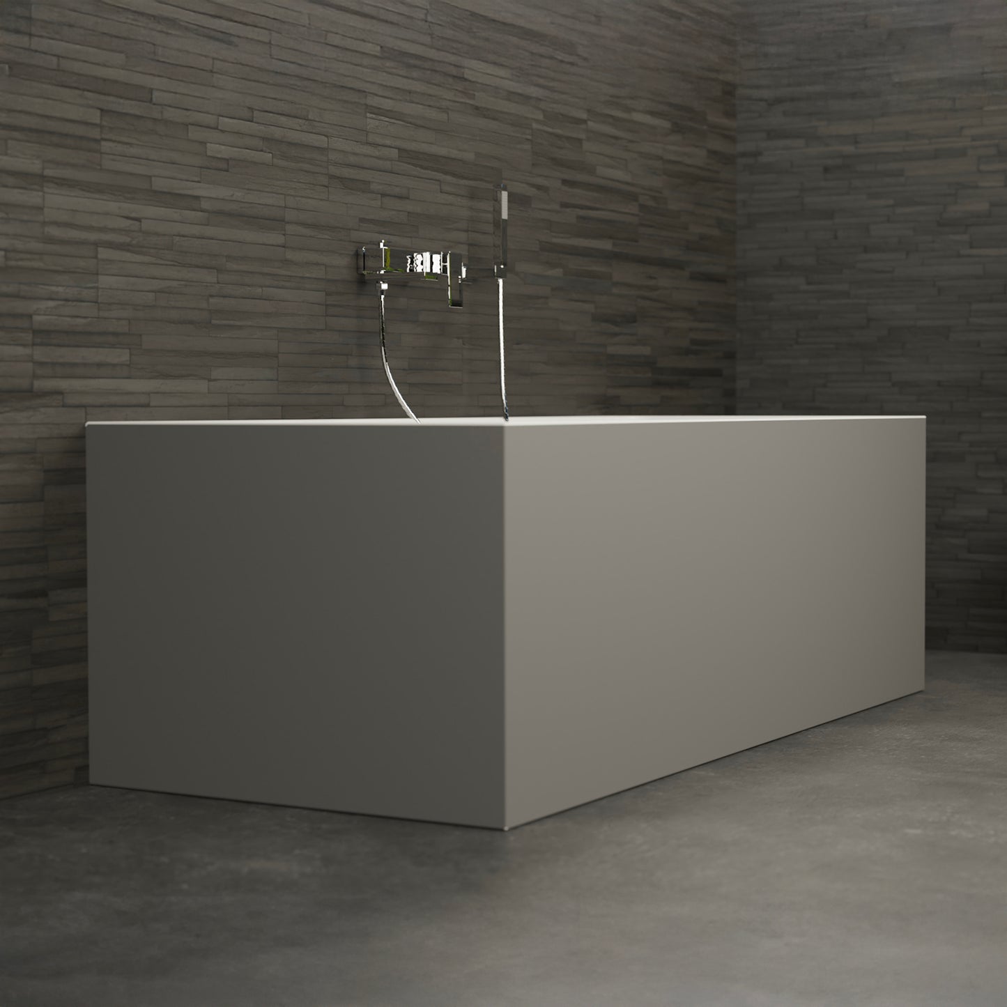 Baignoire semi-îlot murale rectangulaire grise 170 cm Cobalt / Rectangular back to wall half-freestanding grey bathtub 170 cm Cobalt / Bañera semi-exenta mural grise 170 cm Cobalt / Vasca freestanding a parete destra grigia 170 cm Cobalt / Rechthoekig vrijstaand bad grijs 170 cm Cobalt
